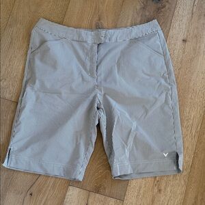 Callaway Women's Pinstripe Golf Bermuda Shorts - Gray/White